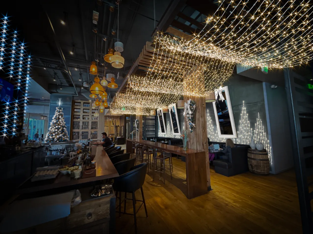 Kimpton Hotel bar with custom lighting canopy