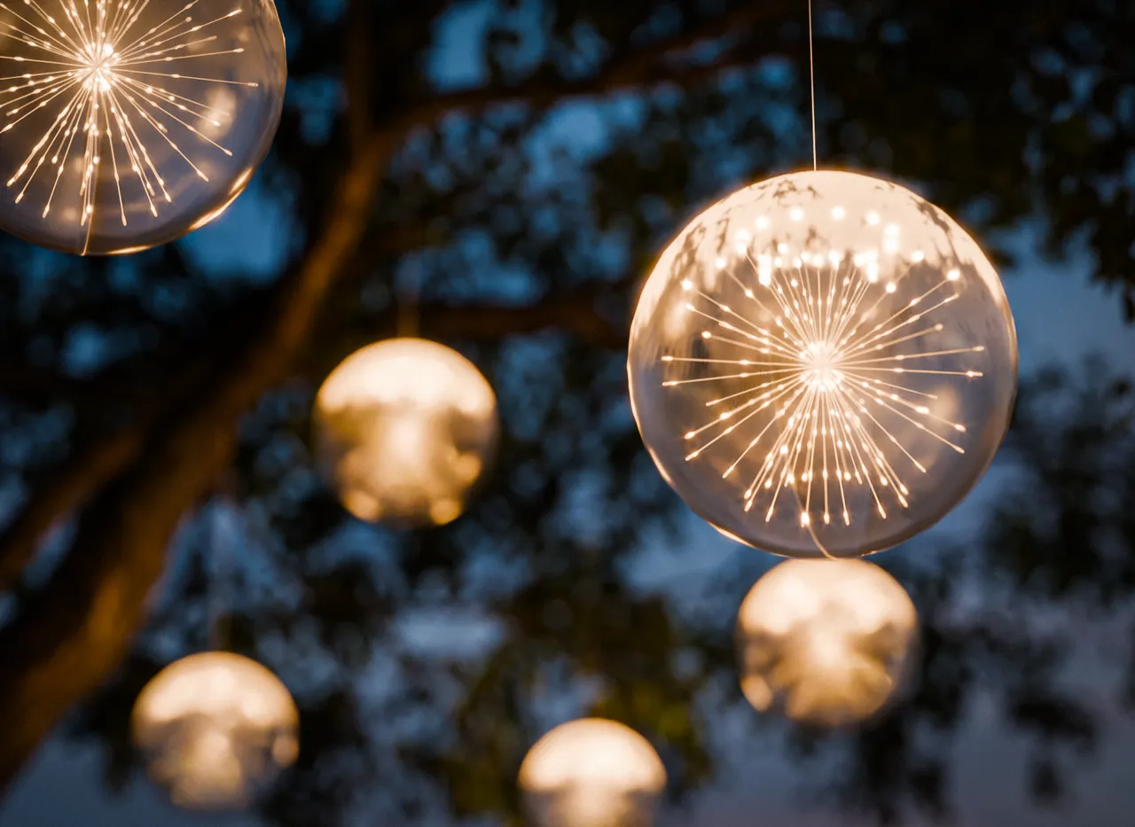 Snowglobe starburst lighting installation